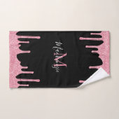 Zwarte en Blush Roze Glitter Sparkle Drips Bad Handdoek (Handdoek)
