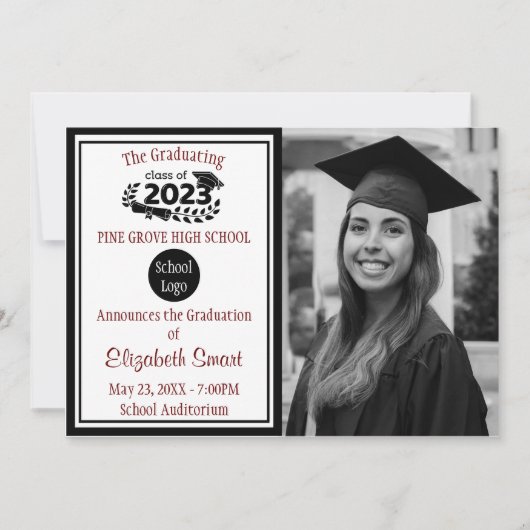 Zwarte en Bourgogne klasse van 2023 Afstuderen Kaart (Voorkant)