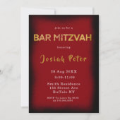 Zwarte en Bourgogne Roke Bar Mitzvah-uitnodigingen (Voorkant)