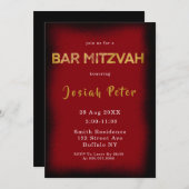 Zwarte en Bourgogne Roke Bar Mitzvah-uitnodigingen (Voorkant / Achterkant)