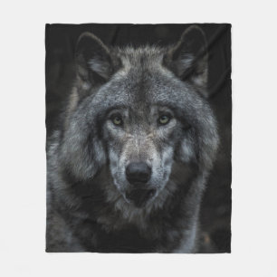 ZWARTE EN BROEIENDE WOLF-SCHIJVEN FLEECE DEKEN