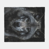 ZWARTE EN BROEIENDE WOLF-SCHIJVEN FLEECE DEKEN (Voorkant (Horizontaal))