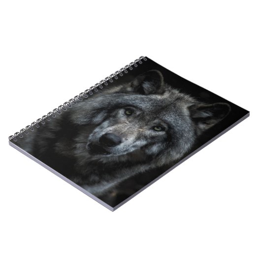 ZWARTE EN BROEIENDE WOLF-SCHIJVEN NOTITIEBOEK (Linkerzijde)