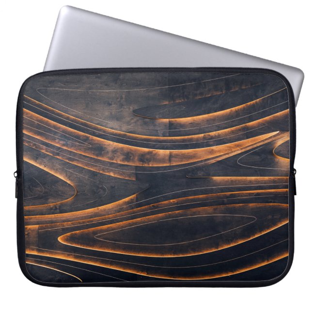 ZWARTE EN BROEIENDE ZWARTE STAIRS LAPTOP SLEEVE (Voorkant)