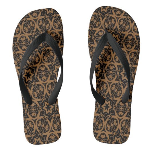 Zwarte en Bronze oliën 2675 Teenslippers (Voetbed)