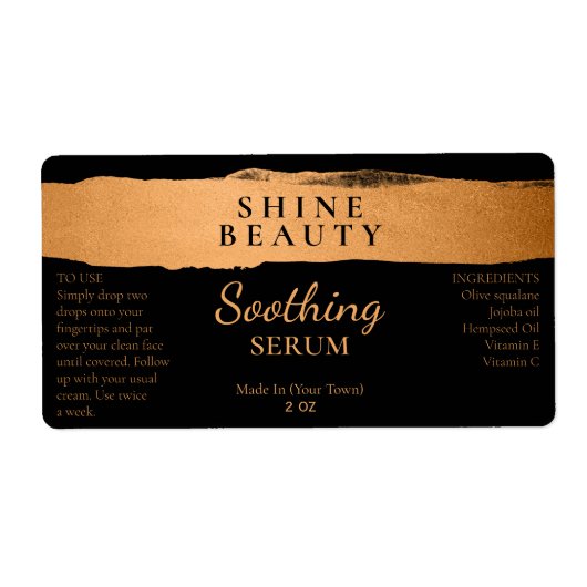 Zwarte en Bronze-serumlabels Etiket (Voorkant)