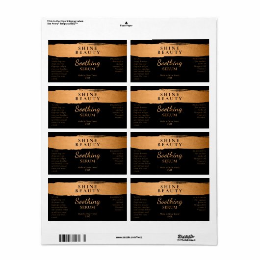 Zwarte en Bronze-serumlabels Etiket (Full Sheet)