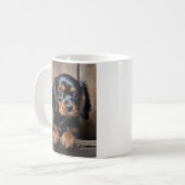 Zwarte en bruine Cavalier puppy Koffiemok (Voorkant links)