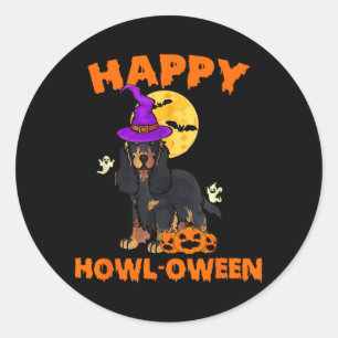 Zwarte En Bruine Cocker Spaniel Heks Halloween Ronde Sticker