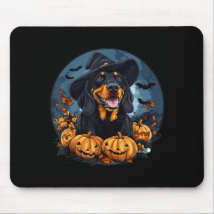 Zwarte En Bruine Coonhound Hond Met Hoed Halloween Muismat