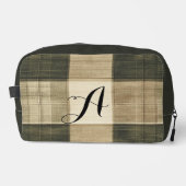 Zwarte en bruine geruite monogram toilettasje (Voorkant)