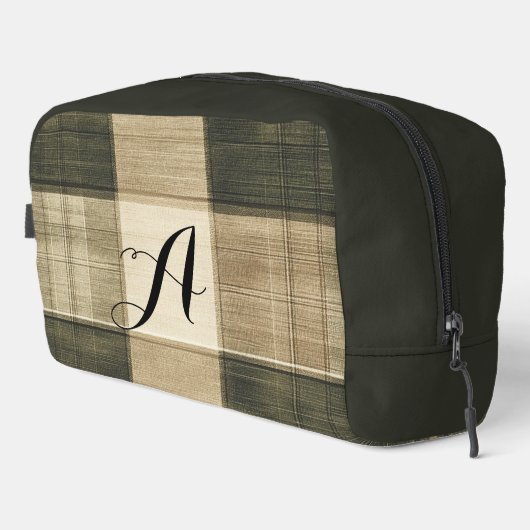 Zwarte en bruine geruite monogram toilettasje (Rechterhoek)