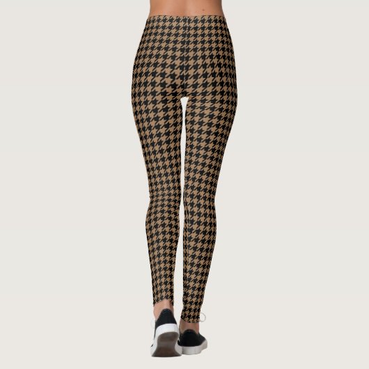 Zwarte en Bruine Houndstooth Leggings (Achterkant)