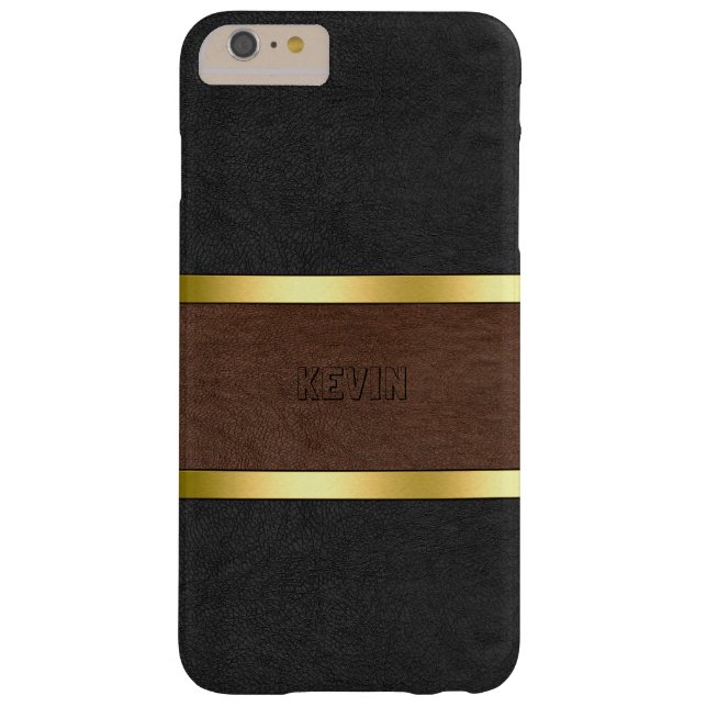  zwarte en bruine lederen Gold-accessoires Case-Mate iPhone Case (Achterkant)