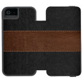 Zwarte en bruine lederen textuur incipio iPhone portemonnee hoesje (Agenda Open)