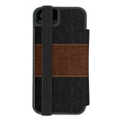 Zwarte en bruine lederen textuur incipio iPhone portemonnee hoesje (Agenda Achterkant)