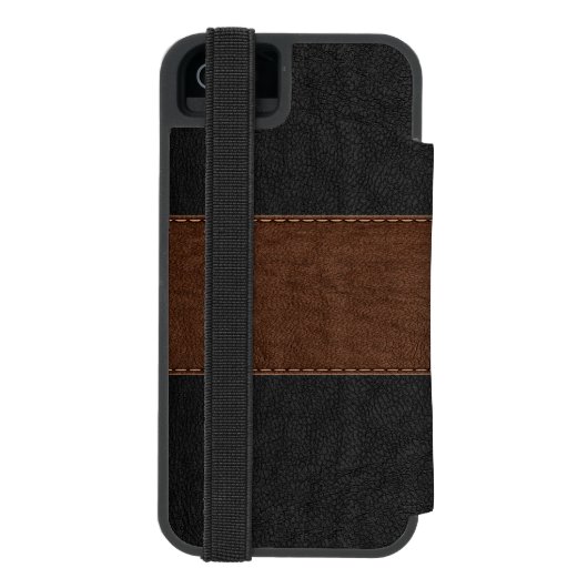 Zwarte en bruine  lederen textuur incipio iPhone portemonnee hoesje (Agenda Achterkant)