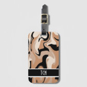 Zwarte en bruine marmeren bagagelabel met monogram (Voorkant (verticaal))