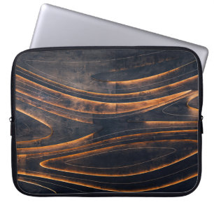 Zwarte en bruine trappen laptop sleeve