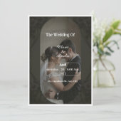 "Zwarte en bruine trouwkaart met elegante uitstral Kaart (Staand voorkant)