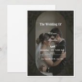"Zwarte en bruine trouwkaart met elegante uitstral Kaart (Voorkant / Achterkant)