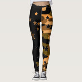 Zwarte en camouflage ster leggings (Voorkant)