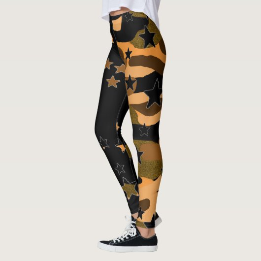 Zwarte en camouflage ster leggings (Links)