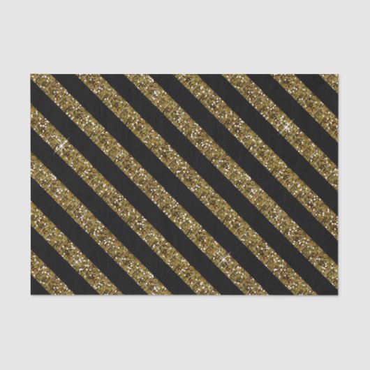 Zwarte en Confetti Gold Stripes Tissuepapier (Voorkant)