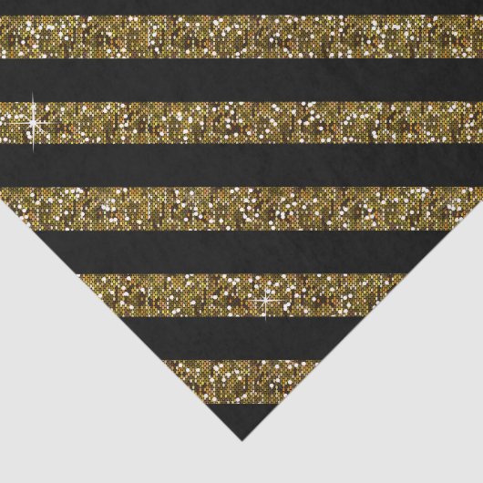 Zwarte en Confetti Gold Stripes Tissuepapier (Detail)
