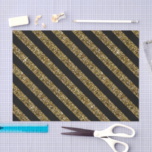 Zwarte en Confetti Gold Stripes Tissuepapier (Craft)