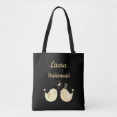 Zwarte en Cream Cute Bridesmaid Tote Bag (Voorkant)