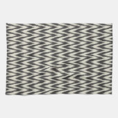 Zwarte en cream Ikat Waves Theedoek (Horizontaal)
