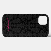 Zwarte en donkere grijze  Floral Damaskers Case-Mate iPhone Case (Achterkant (horizontaal))
