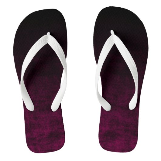 Zwarte en donkere Magenta Gradient Texture Teenslippers (Voetbed)