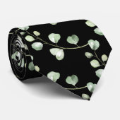 Zwarte en Eucalyptus Greenery Elegant Wedding Stropdas (Opgerold)
