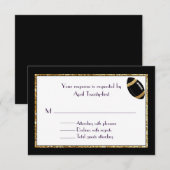 Zwarte en Faux Glitter Wedding RSVP-kaart RSVP Kaartje (Voorkant / Achterkant)