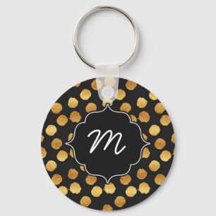 Zwarte en Faux Gold Big Stippen Sleutelhanger
