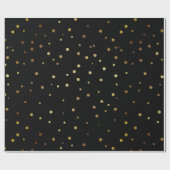 Zwarte en Faux Gold Cute Festive Confetti Cadeaupapier (Vlak)