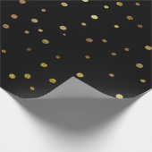 Zwarte en Faux Gold Cute Festive Confetti Cadeaupapier (Hoek)