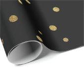 Zwarte en Faux Gold Cute Festive Confetti Cadeaupapier (Rol Hoek)