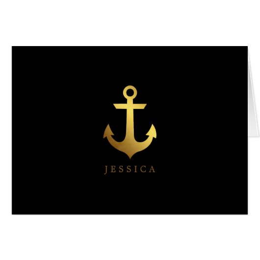 Zwarte en Faux Gold Foil Anchor (Voorkant Horizontaal)