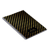 Zwarte en Faux Gold Foil Polka Dots Notitieboek (Rechterzijde)
