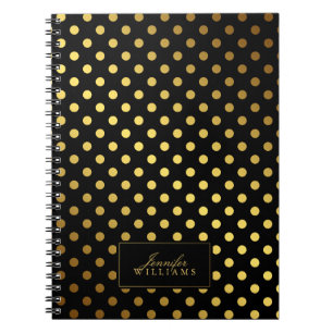 Zwarte en Faux Gold Foil Polka Dots Notitieboek