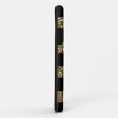 Zwarte en Faux Gold Glitter Stripes met monogram Case-Mate iPhone Case (Achterkant/rechts)
