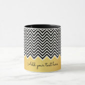Zwarte en FAUX GOLD Modern Chevron Aangepaste TEKS Mok (Midden)