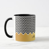 Zwarte en FAUX GOLD Modern Chevron Aangepaste TEKS Mok (Links)