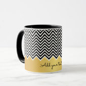 Zwarte en FAUX GOLD Modern Chevron Aangepaste TEKS Mok (Voorkant links)
