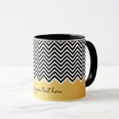 Zwarte en FAUX GOLD Modern Chevron Aangepaste TEKS Mok (Voorkant rechts)