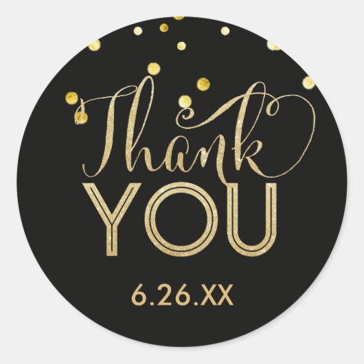 Zwarte en Faux Gold Round-stickers Ronde Sticker (Voorkant)