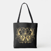 Zwarte en Faux Gold Skulls Tote Bag (Achterkant)